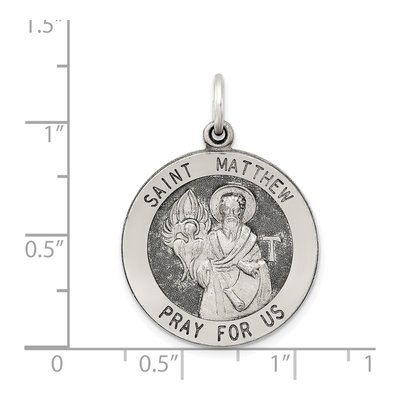 Sterling Silver Saint Matthew Medal Pendant – view 4