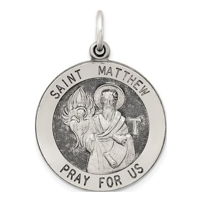 Sterling Silver Saint Matthew Medal Pendant
