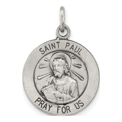 Sterling Silver Antiqued Saint Paul Medal Pendant