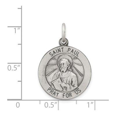 Sterling Silver Antiqued Saint Paul Medal Pendant – view 4
