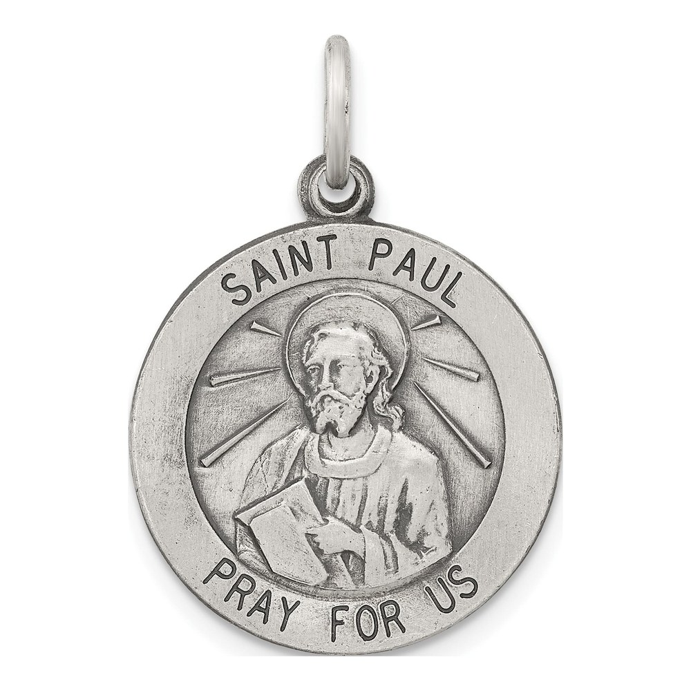 Sterling Silver Antiqued Saint Paul Medal Pendant