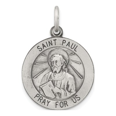 Sterling Silver Antiqued Saint Paul Medal Pendant