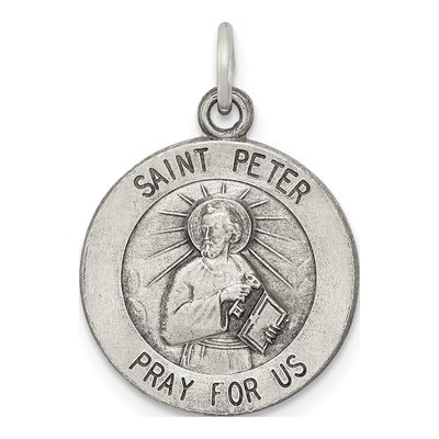 Sterling Silver Saint Peter Medal Pendant