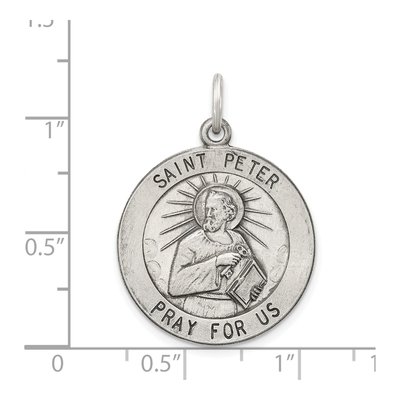 Sterling Silver Antiqued Saint Peter Medal Pendant – view 4