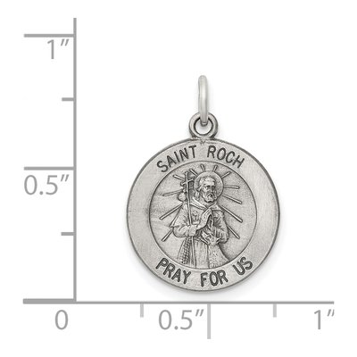 Sterling Silver Antiqued Saint Roch Medal Pendant – view 5