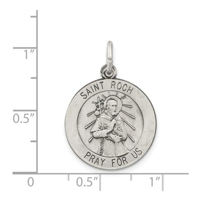 Sterling Silver Antiqued Saint Roch Medal Pendant – view 4