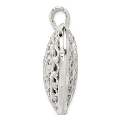 Sterling Silver Filigree Puffed Heart Pendant – view 3