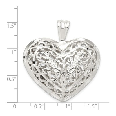 Sterling Silver Filigree Puffed Heart Pendant – view 4