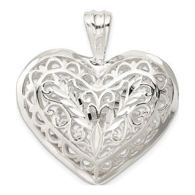 Sterling Silver Filigree Puffed Heart Pendant – view 5