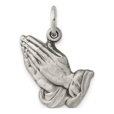 Sterling Silver Antiqued Praying Hands Charm