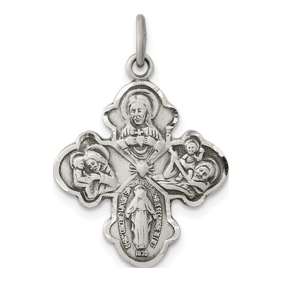 Sterling Silver Antiqued 4-Way Medal Pendant