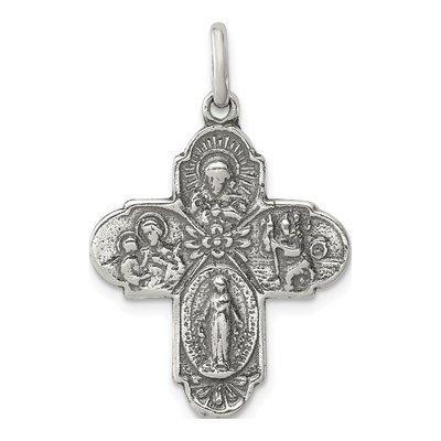 Sterling Silver Antiqued 4-Way Medal Pendant