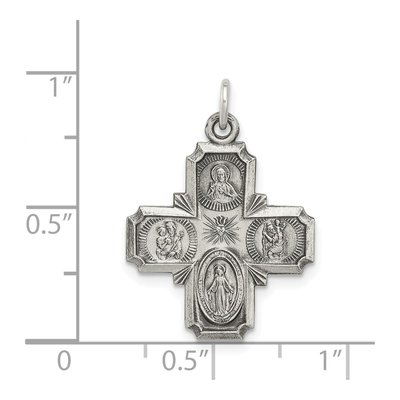 Sterling Silver Antiqued Reversible 4-Way Medal Pendant – view 4