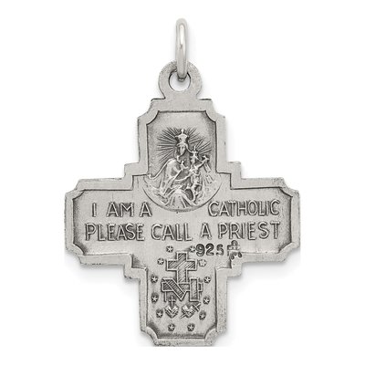 Sterling Silver Antiqued Reversible 4-Way Medal Pendant – view 5
