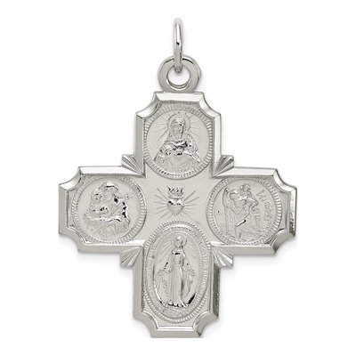Sterling Silver 4-Way Reversible Medal Pendant