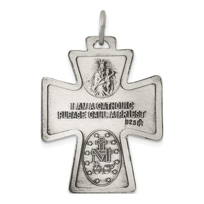 Sterling Silver Antiqued Reversible 4-Way Medal Pendant – view 5