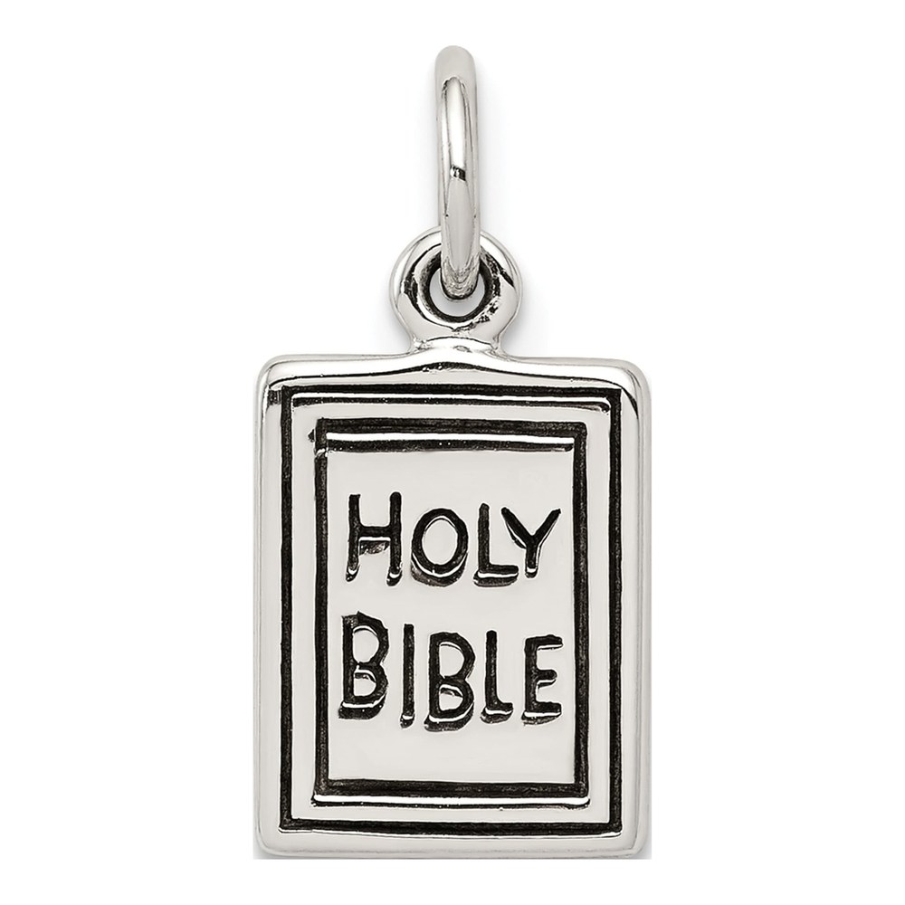 Sterling Silver Antiqued Holy Bible Charm