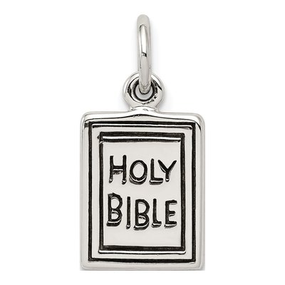 Sterling Silver Antiqued Holy Bible Charm