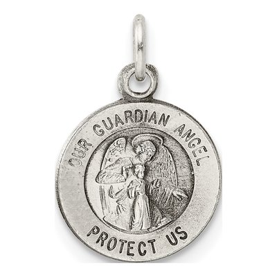 Sterling Silver Guardian Angel Medal Pendant