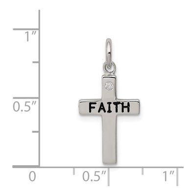 Sterling Silver CZ Faith Cross Charm – view 4
