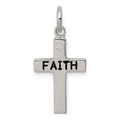 Sterling Silver CZ Faith Cross Charm