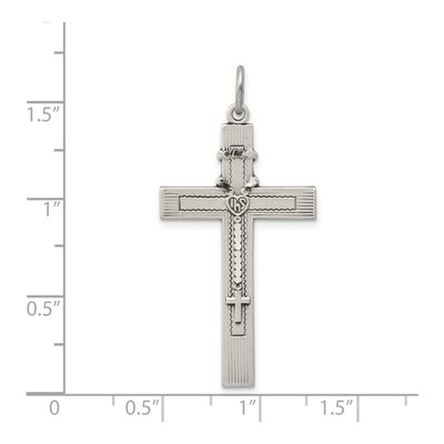 Sterling Silver Antiqued Rosary Cross Pendant – view 4