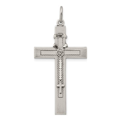 Sterling Silver Antiqued Rosary Cross Pendant