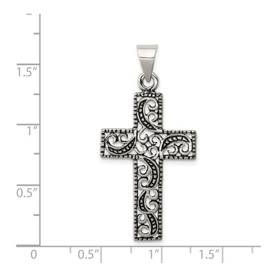 Sterling Silver Antiqued Scroll Cross Pendant – view 4