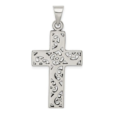 Sterling Silver Antiqued Scroll Cross Pendant – view 5