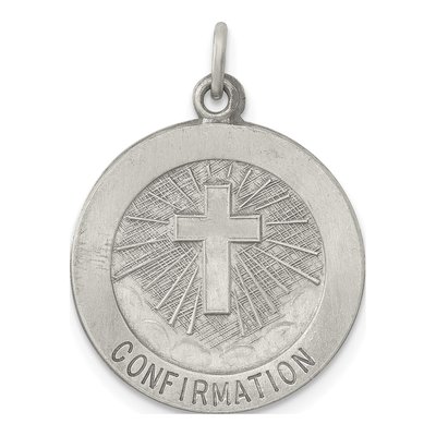 Sterling Silver Antiqued Confirmation Medal Pendant