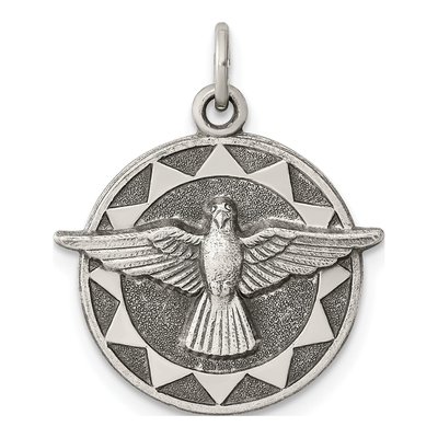 Sterling Silver Antiqued Holy Spirit Medal Pendant