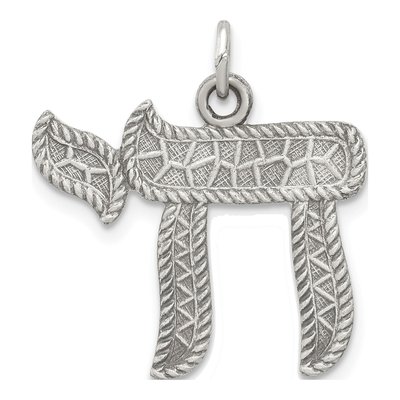 Sterling Silver Antiqued Chai Pendant