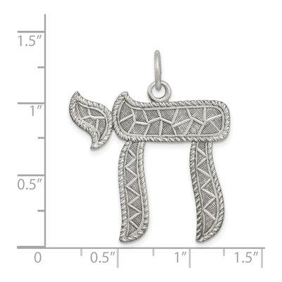 Sterling Silver Antiqued Chai Pendant – view 4