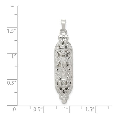 Sterling Silver Fancy Mezuzah Pendant – view 5