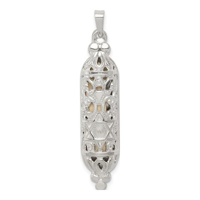 Sterling Silver Fancy Mezuzah Pendant