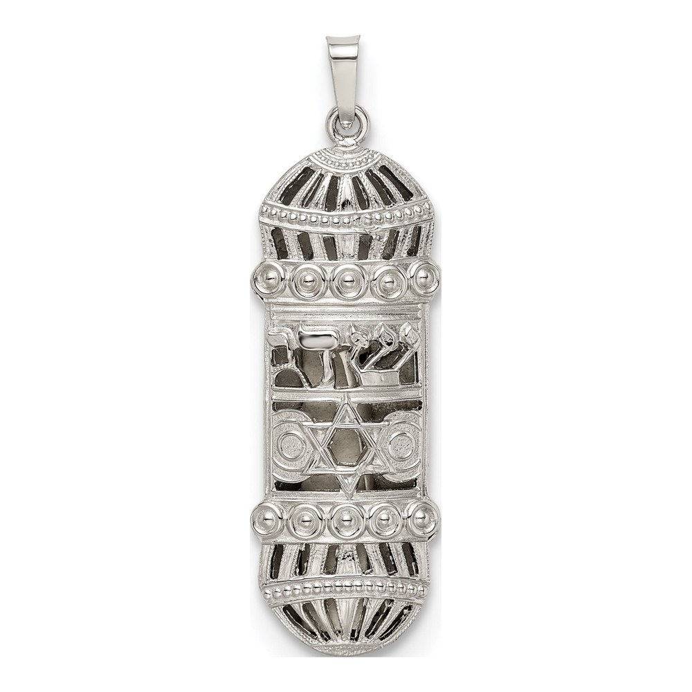 Sterling Silver Fancy Mezuzah Pendant