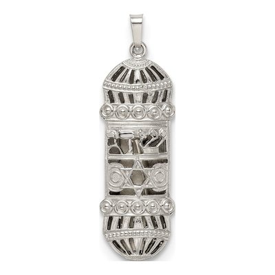 Sterling Silver Fancy Mezuzah Pendant