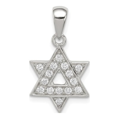 Sterling Silver CZ Star of David Pendant