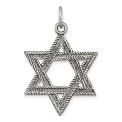 Sterling Silver Antiqued Star of David Charm
