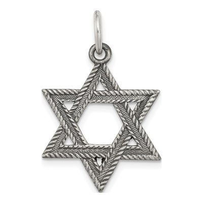 Sterling Silver Antiqued Star of David Pendant