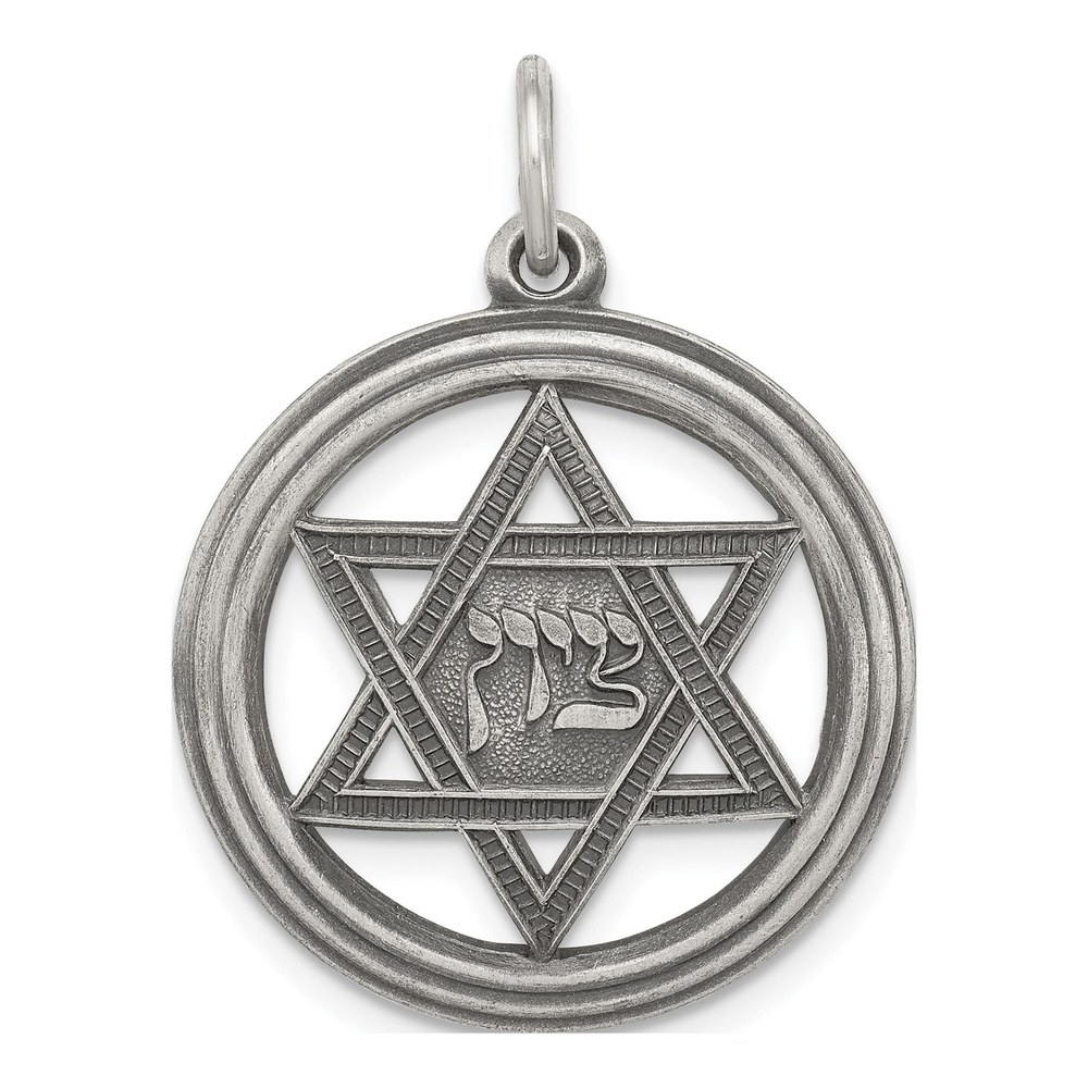 Sterling Silver Antiqued Star of David Charm