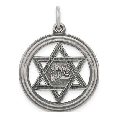 Sterling Silver Antiqued Star of David Charm