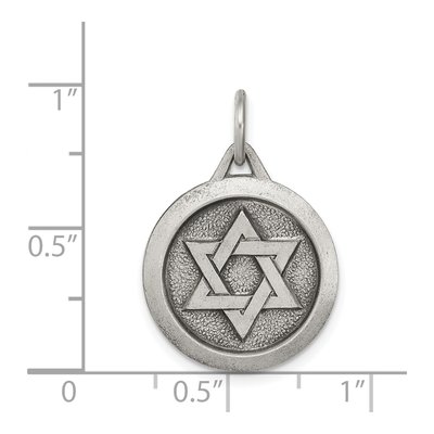 Sterling Silver Antiqued Star of David Medal Pendant – view 4