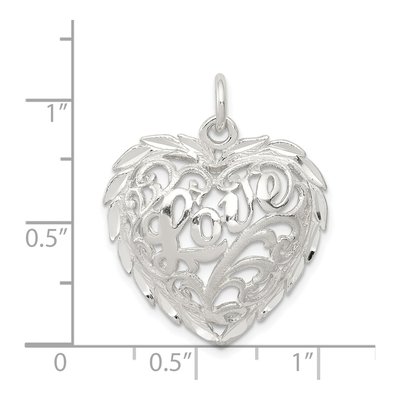 Sterling Silver Diamond-Cut Heart Charm – view 4