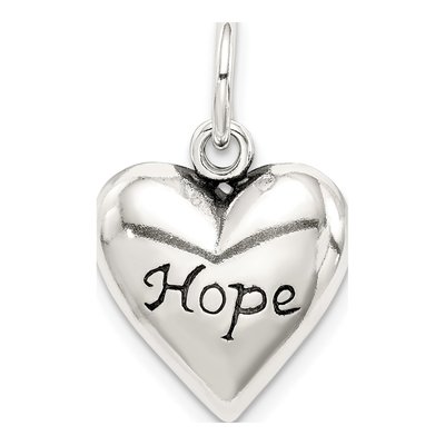 Sterling Silver Antiqued Hope Pendant