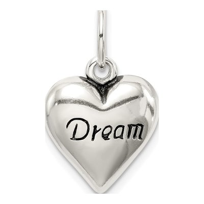 Sterling Silver Antiqued Dream Heart Pendant