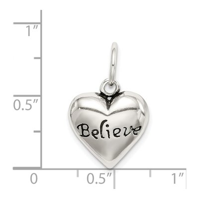 Sterling Silver Antiqued Believe Heart Pendant – view 5
