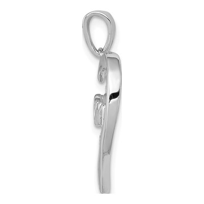 Sterling Silver CZ MOM Heart Pendant – view 3