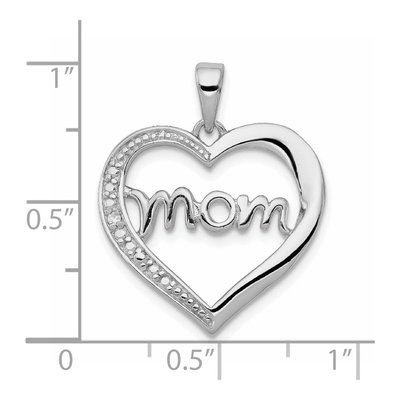 Sterling Silver CZ MOM Heart Pendant – view 4