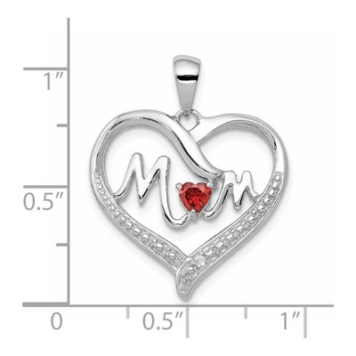 Sterling Silver CZ Mom Heart Pendant – view 4